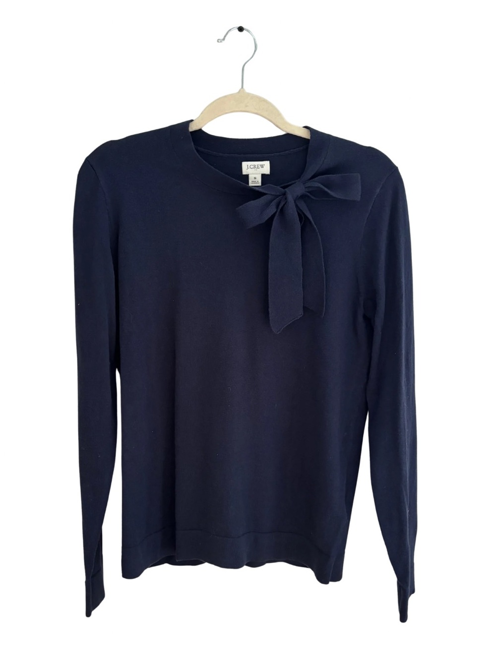 J. Crew Navy Bow-Tie Crewneck Sweater